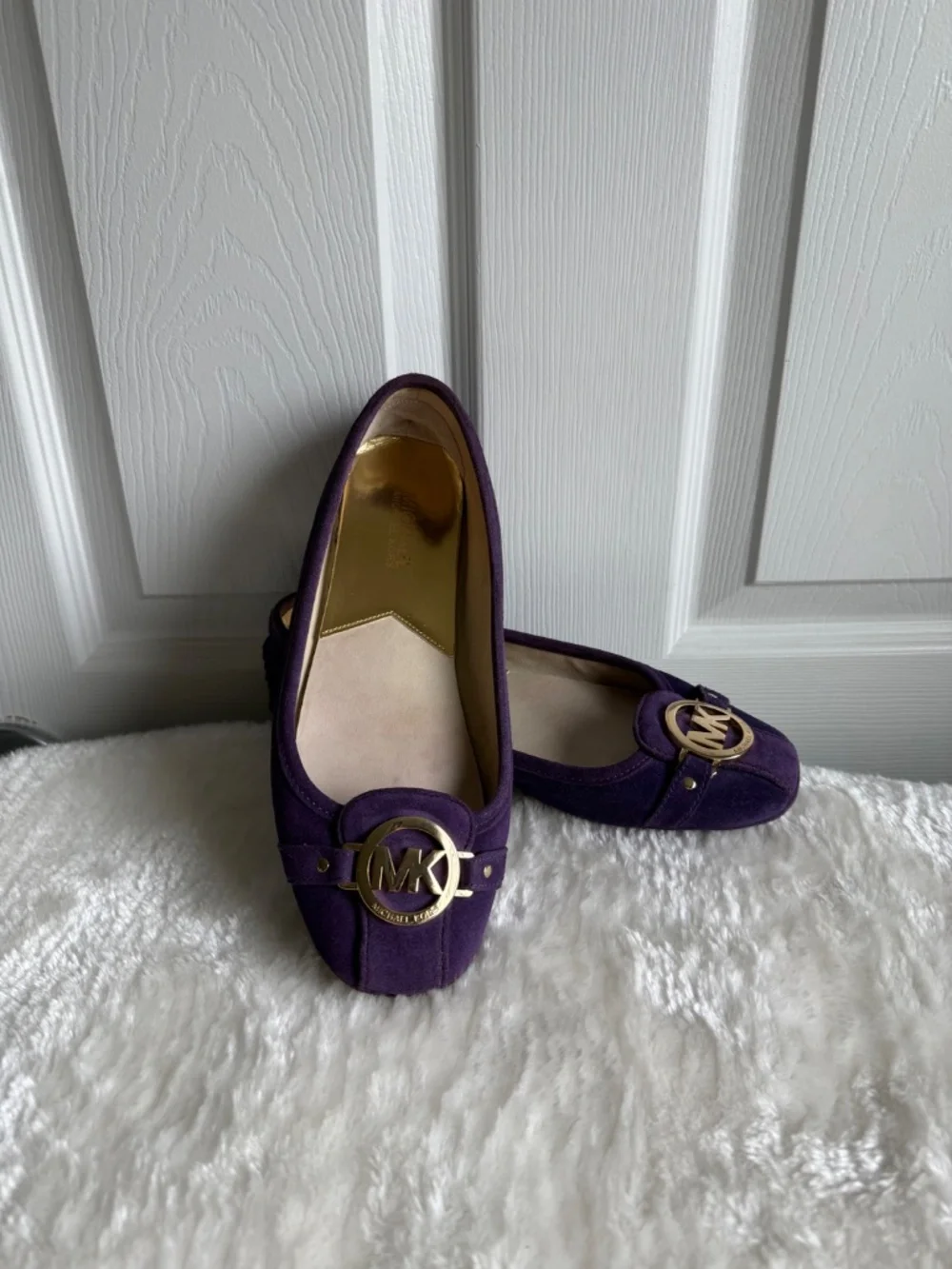 Michael Kors Fulton Moc Purple Suede Flats Moccasins Size 8